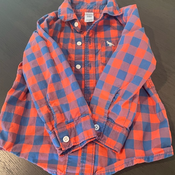 Carter's Other - Carter’s 24 Month-Button Down Coral and Blue Checkered Long Sleeve Shirt
